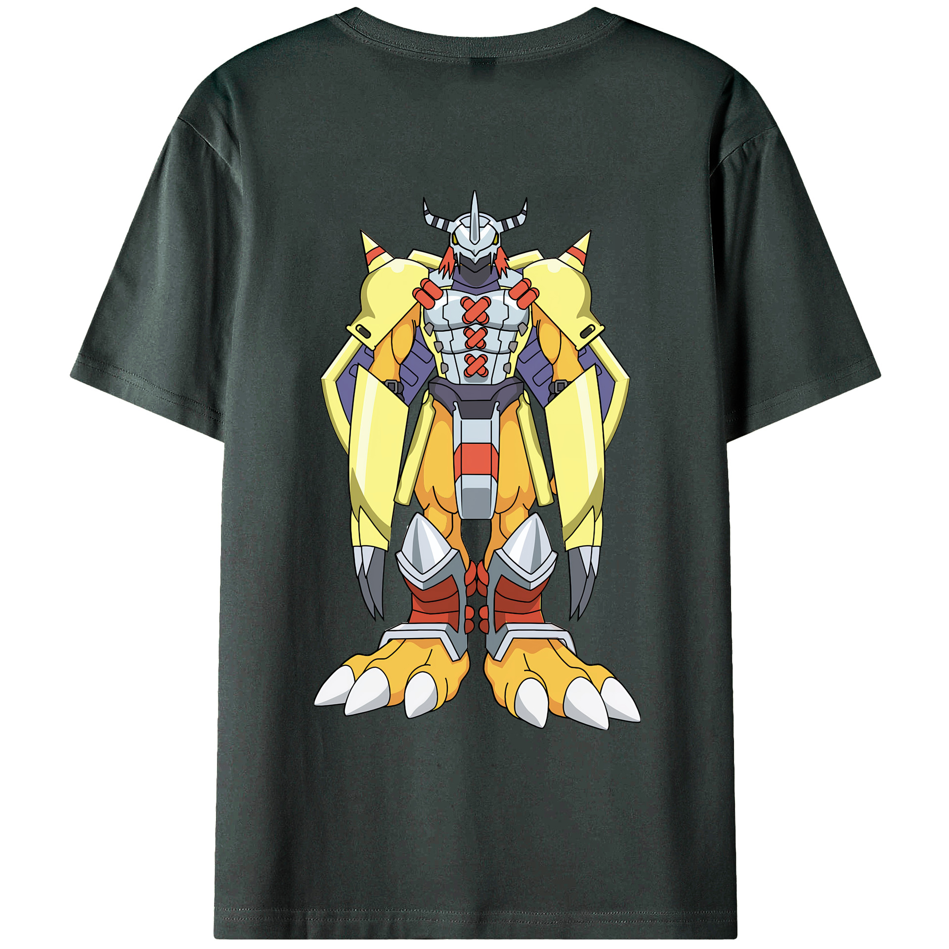 （画像用） Digimon デジタルモンスター/デジモン 綿100％ メンズ半袖Tシャツ（バックプリント） 通気性